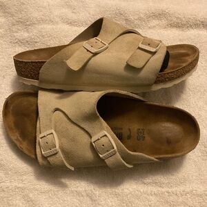 Birkenstock Zurich Suede Leather Sandals SZ 40/L9/M7MAntique White Buckle Slides